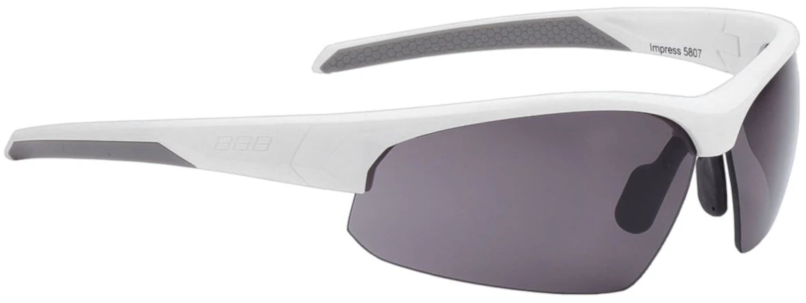 BBB BSG-58 Impress Sports Glasses - Matt White Frame Smoke Lens for Sunglasses - Image 2